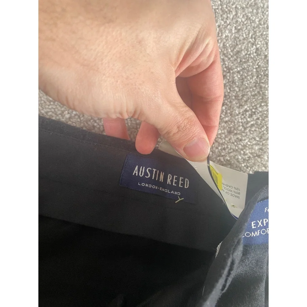 Austin Reed Mens 33 Wool Cashmere Dress Pants Charcoal Unhemmed Pleated NWT